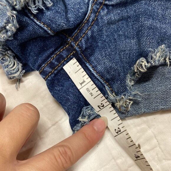 Free People Blue Jean Shorts Distressed Cut-Off size 25 - Picture 8 of 8